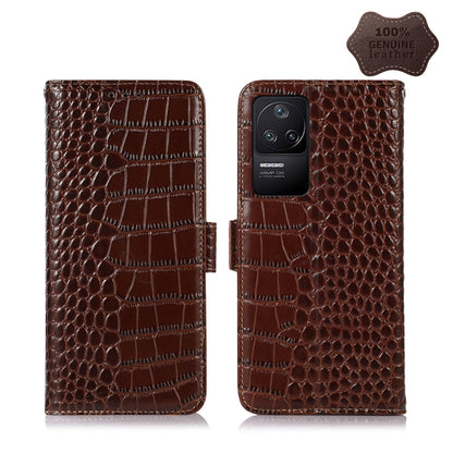 For Xiaomi Redmi K40S Crocodile Top Layer Cowhide Leather Phone Case(Brown) - Xiaomi Cases by PMC Jewellery | Online Shopping South Africa | PMC Jewellery