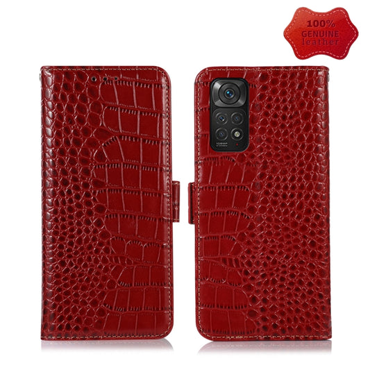 For Xiaomi Redmi Note 11 4G/11S 4G Global Crocodile Top Layer Cowhide Leather Phone Case(Red) - Xiaomi Cases by PMC Jewellery | Online Shopping South Africa | PMC Jewellery