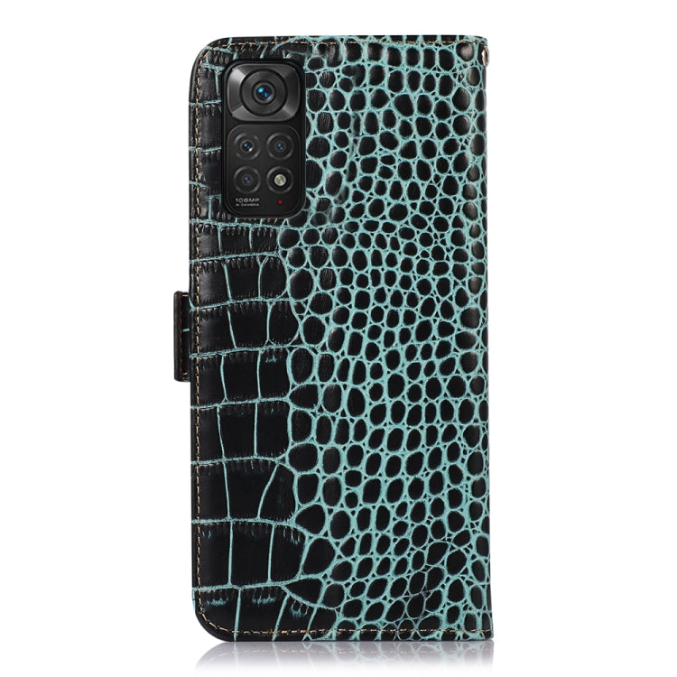 For Xiaomi Redmi Note 11 4G/11S 4G Global Crocodile Top Layer Cowhide Leather Phone Case(Green) - Xiaomi Cases by PMC Jewellery | Online Shopping South Africa | PMC Jewellery