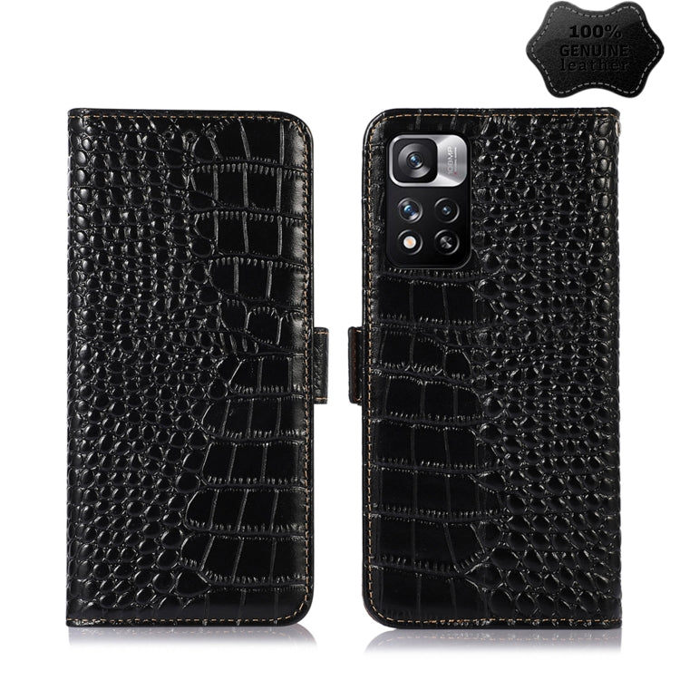 For Xiaomi Redmi Note 11 Pro 4G / 5G Global Crocodile Top Layer Cowhide Leather Phone Case(Black) - Redmi Note 11 Pro Case by PMC Jewellery | Online Shopping South Africa | PMC Jewellery