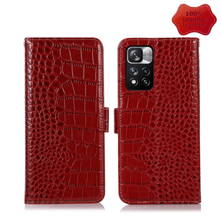 For Xiaomi Redmi Note 11 Pro 4G / 5G Global Crocodile Top Layer Cowhide Leather Phone Case(Red) - Redmi Note 11 Pro Case by PMC Jewellery | Online Shopping South Africa | PMC Jewellery