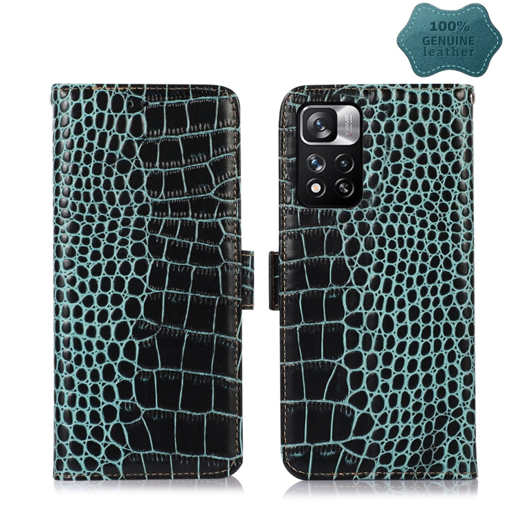 For Xiaomi Redmi Note 11 Pro 4G / 5G Global Crocodile Top Layer Cowhide Leather Phone Case(Green) - Redmi Note 11 Pro Case by PMC Jewellery | Online Shopping South Africa | PMC Jewellery