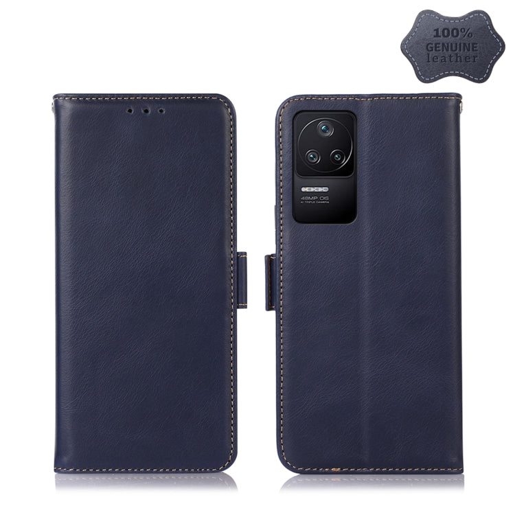 For Xiaomi Redmi K40S Crazy Horse Top Layer Cowhide Leather Phone Case(Blue) - Xiaomi Cases by PMC Jewellery | Online Shopping South Africa | PMC Jewellery