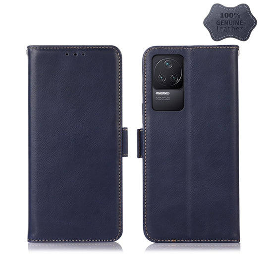 For Xiaomi Redmi K50 / K50 Pro Crazy Horse Top Layer Cowhide Leather Phone Case(Blue) - Xiaomi Cases by PMC Jewellery | Online Shopping South Africa | PMC Jewellery