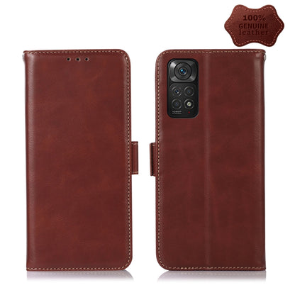 For Xiaomi Redmi Note 11 4G/11S 4G Global Crazy Horse Top Layer Cowhide Leather Phone Case(Brown) - Xiaomi Cases by PMC Jewellery | Online Shopping South Africa | PMC Jewellery