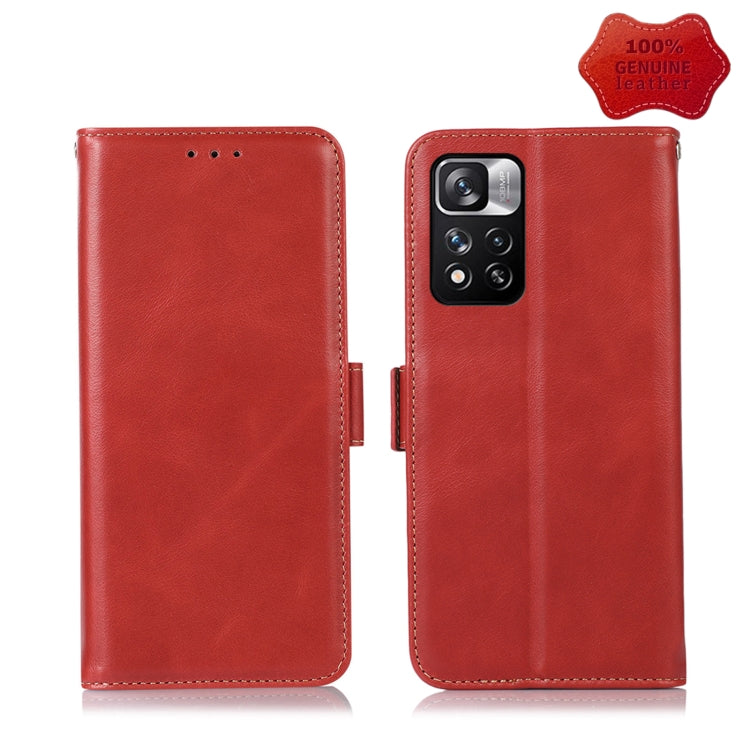 For Xiaomi Redmi Note 11 Pro 4G / 5G Global Crazy Horse Top Layer Cowhide Leather Phone Case(Red) - Redmi Note 11 Case by PMC Jewellery | Online Shopping South Africa | PMC Jewellery