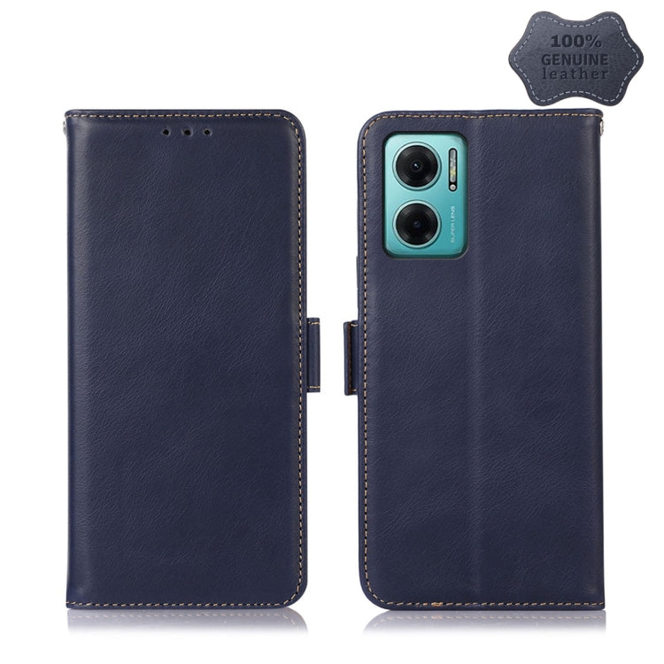 For Xiaomi Redmi Note 11E / 10 5G Crazy Horse Top Layer Cowhide Leather Phone Case(Blue) - Xiaomi Cases by PMC Jewellery | Online Shopping South Africa | PMC Jewellery