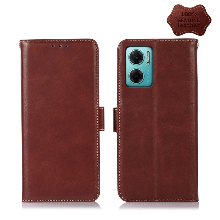 For Xiaomi Redmi Note 11E / 10 5G Crazy Horse Top Layer Cowhide Leather Phone Case(Brown) - Xiaomi Cases by PMC Jewellery | Online Shopping South Africa | PMC Jewellery