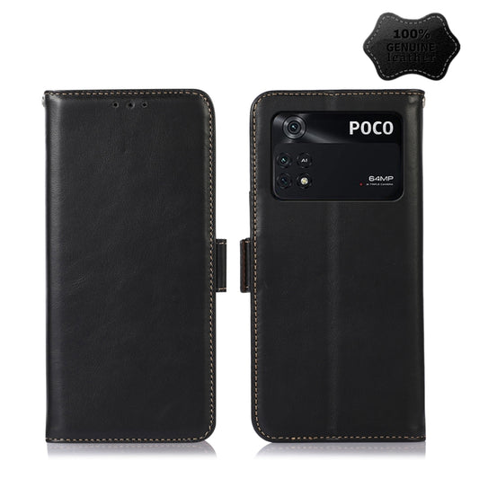 For Xiaomi Poco M4 Pro 4G Crazy Horse Top Layer Cowhide Leather Phone Case(Black) - Xiaomi Cases by PMC Jewellery | Online Shopping South Africa | PMC Jewellery