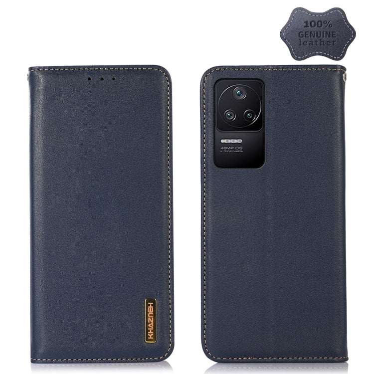 For Xiaomi Redmi K40S KHAZNEH Nappa Top Layer Cowhide Leather Phone Case(Blue) - Xiaomi Cases by PMC TechLife | Online Shopping South Africa | PMC TechLife
