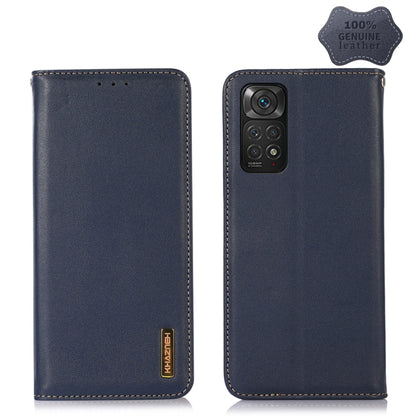 For Xiaomi Redmi Note 11 4G/11S 4G Global KHAZNEH Nappa Top Layer Cowhide Leather Phone Case(Blue) - Xiaomi Cases by PMC Jewellery | Online Shopping South Africa | PMC Jewellery