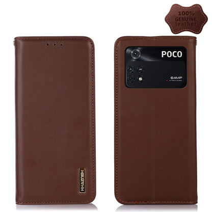 For Xiaomi Poco M4 Pro 4G KHAZNEH Nappa Top Layer Cowhide Leather Phone Case(Brown) - Xiaomi Cases by PMC Jewellery | Online Shopping South Africa | PMC Jewellery