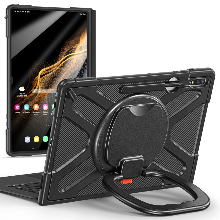For Samsung Galaxy S8 Ultra / X900 Rotary Handle Grip TPU + PC Tablet Case(Black) - Galaxy Tab S8 Ultra Cases by PMC TechLife | Online Shopping South Africa | PMC TechLife