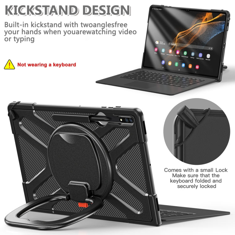 For Samsung Galaxy S8 Ultra / X900 Rotary Handle Grip TPU + PC Tablet Case(Black) - Galaxy Tab S8 Ultra Cases by PMC TechLife | Online Shopping South Africa | PMC TechLife