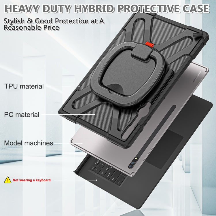 For Samsung Galaxy S8 Ultra / X900 Rotary Handle Grip TPU + PC Tablet Case(Black) - Galaxy Tab S8 Ultra Cases by PMC TechLife | Online Shopping South Africa | PMC TechLife