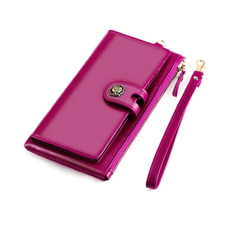 3506 RFID Anti-Degaussing Oil Wax Vintage Texture Genuine Leather Hand Held Wallet for Ladies(Purple) - Antimagnetic RFID Package by PMC Jewellery | Online Shopping South Africa | PMC Jewellery | Buy Now Pay Later Mobicred