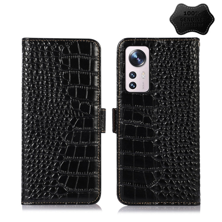 For Xiaomi 12 Pro Crocodile Top Layer Cowhide Leather Phone Case(Black) - 12 Pro Cases by PMC Jewellery | Online Shopping South Africa | PMC Jewellery