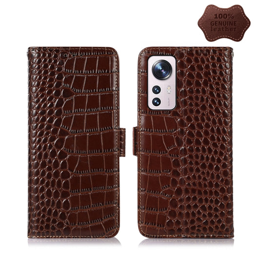 For Xiaomi 12 Pro Crocodile Top Layer Cowhide Leather Phone Case(Brown) - 12 Pro Cases by PMC Jewellery | Online Shopping South Africa | PMC Jewellery