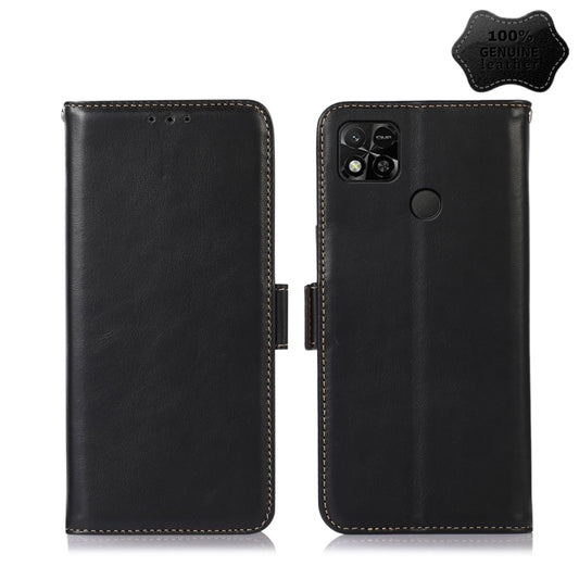 For Xiaomi Redmi 10A / 9C Crazy Horse Top Layer Cowhide Leather Phone Case(Black) - Xiaomi Cases by PMC Jewellery | Online Shopping South Africa | PMC Jewellery