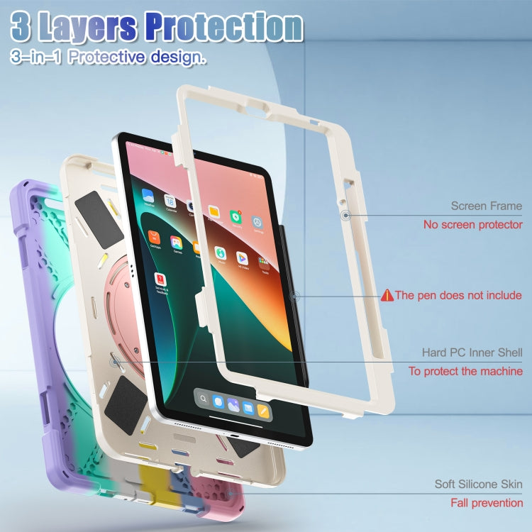 For Xiaomi Pad 5 / Pad 5 Pro Silicone + PC Tablet Protective Case(Colorful Pink) -  by PMC Jewellery | Online Shopping South Africa | PMC Jewellery