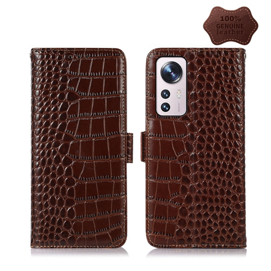 For Xiaomi 12 Lite Crocodile Top Layer Cowhide Leather Phone Case(Brown) - Xiaomi Cases by PMC Jewellery | Online Shopping South Africa | PMC Jewellery