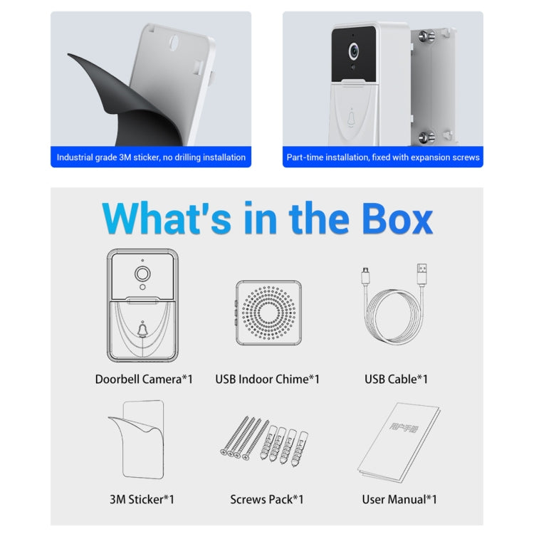 ESCAM X3 Smart Doorbell Camera Support Mobile APP & Two-way Voice & Cloud Storage - free shipping - PMC TechLife - Order now!