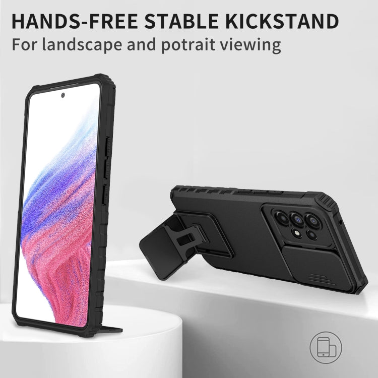 For Samsung Galaxy A53 5G Stereoscopic Holder Sliding Camshield Phone Case(Black) - free shipping - PMC TechLife - Order now!