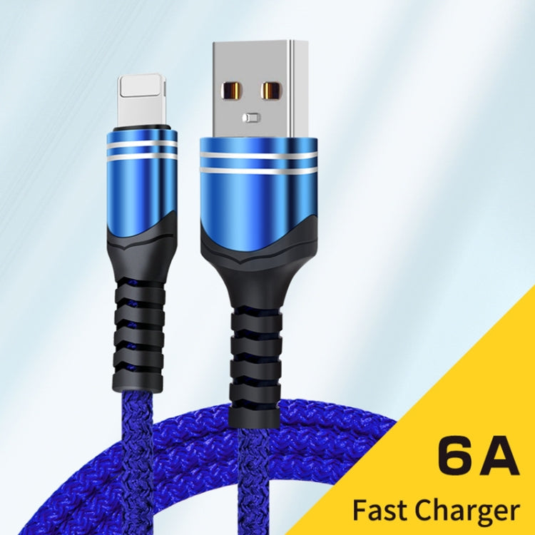 8 Pin 6A Woven Style USB Charging Cable, Cable Length: 1m(Blue) - Normal Style Cable by PMC TechLife | Online Shopping South Africa | PMC TechLife