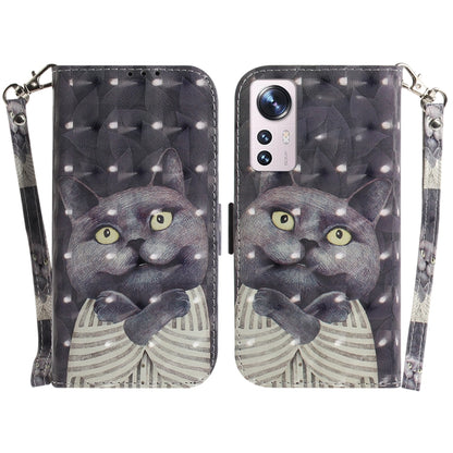 For Xiaomi 12 / 12X 3D Colored Horizontal Flip Leather Phone Case(Hug Cat) - 12 Cases by PMC Jewellery | Online Shopping South Africa | PMC Jewellery