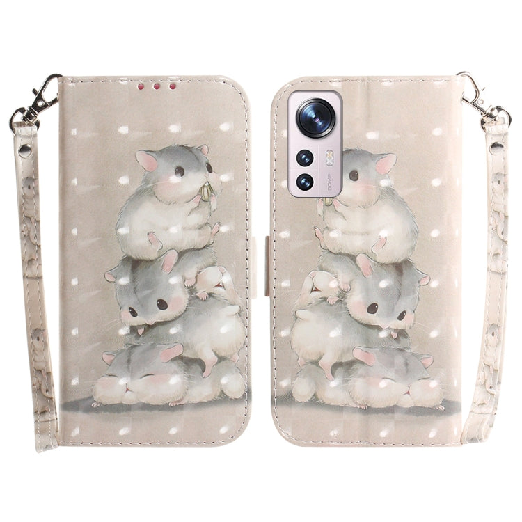 For Xiaomi 12 / 12X 3D Colored Horizontal Flip Leather Phone Case(Squirrels) - 12 Cases by PMC Jewellery | Online Shopping South Africa | PMC Jewellery