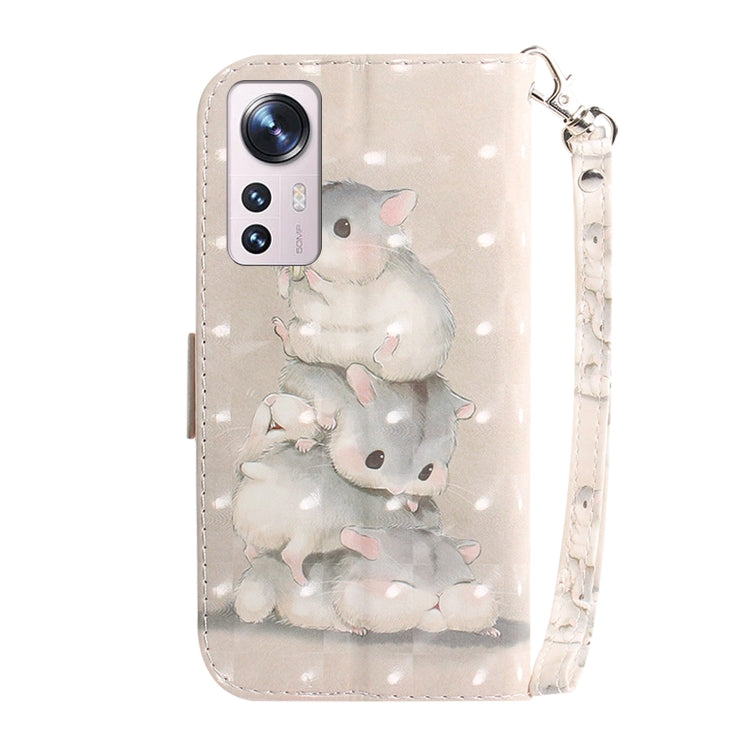 For Xiaomi 12 / 12X 3D Colored Horizontal Flip Leather Phone Case(Squirrels) - 12 Cases by PMC Jewellery | Online Shopping South Africa | PMC Jewellery