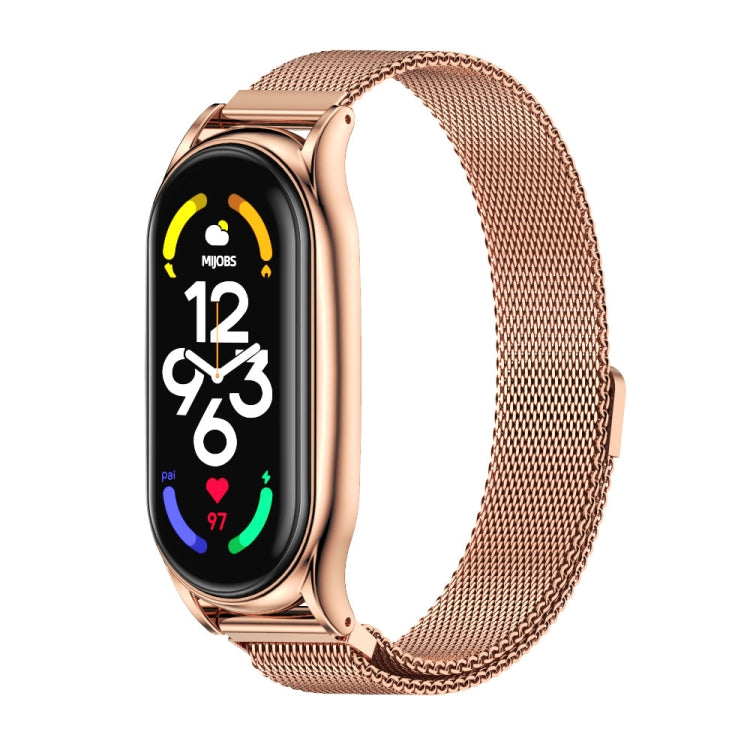 For Xiaomi Mi Band 7 / 7 NFC MIJOBS Milan Magnetic Plus Stainless Steel Watch Band(Rose Gold) - Watch Bands by MIJOBS | Online Shopping South Africa | PMC Jewellery | Buy Now Pay Later Mobicred