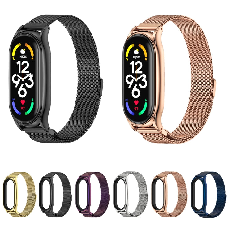 For Xiaomi Mi Band 7 / 7 NFC MIJOBS Milan Magnetic Plus Stainless Steel Watch Band(Rose Gold) - Watch Bands by MIJOBS | Online Shopping South Africa | PMC Jewellery | Buy Now Pay Later Mobicred