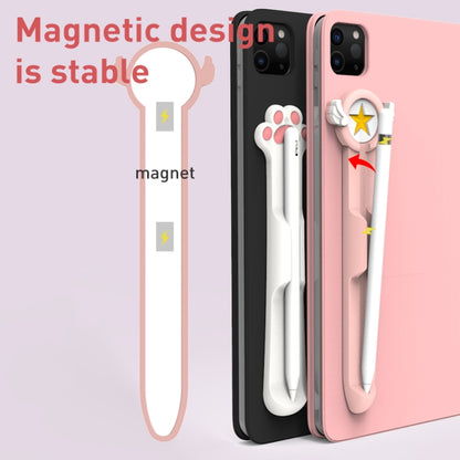 Stylus Silicone Magnetic Cartoon Pen Holder For Apple Pencil 1/2(White Cat Paw) - Pencil Accessories by PMC Jewellery | Online Shopping South Africa | PMC Jewellery