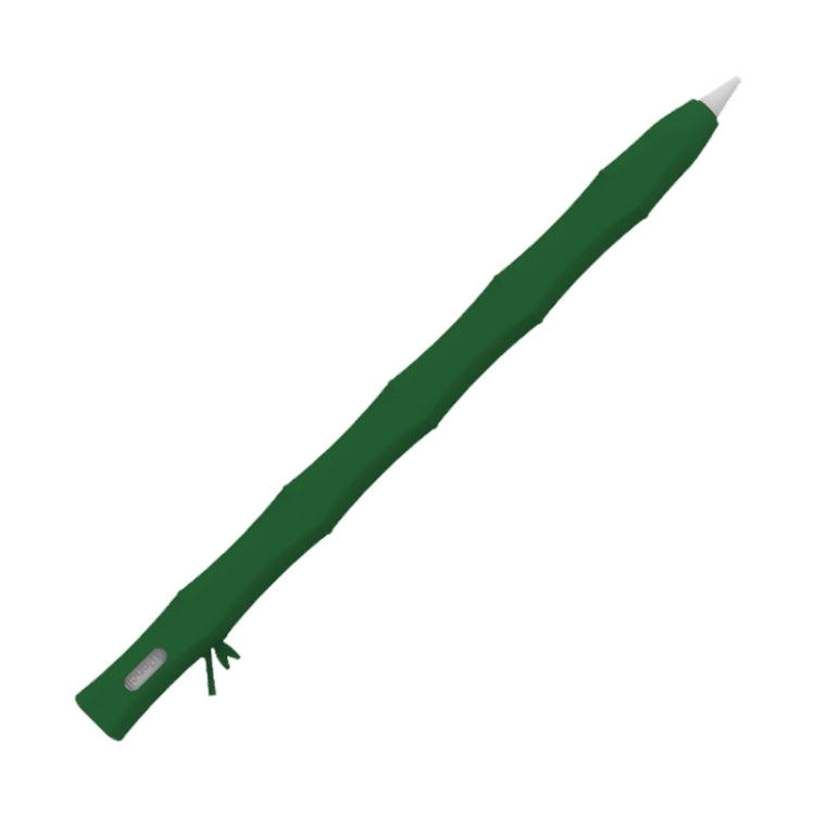 Bamboo Liquid Silicone Gel Stylus Pen Protective Case For Apple Pencil 2(Dark Green) - Pencil Accessories by PMC Jewellery | Online Shopping South Africa | PMC Jewellery