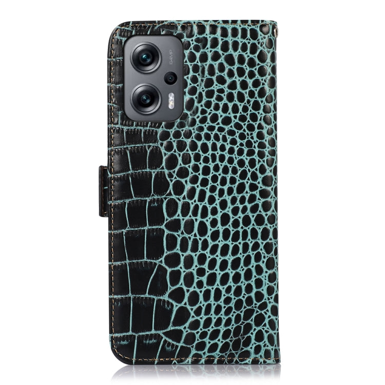 For Xiaomi Redmi Note 11T Pro Crocodile Top Layer Cowhide Leather Phone Case(Green) - Xiaomi Cases by PMC Jewellery | Online Shopping South Africa | PMC Jewellery