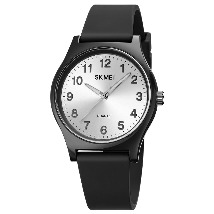 SKMEI 1760 Stainless Steel Buckle Silicone Strap Waterproof Quartz Watch(Black Silver) - Silicone Strap Watches by SKMEI | Online Shopping South Africa | PMC Jewellery | Buy Now Pay Later Mobicred