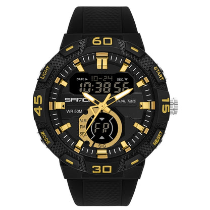 SANDA 3087 Luminous Waterproof Dual Display Electronic Watch(Black+Gold) - Silicone Strap Watches by SANDA | Online Shopping South Africa | PMC Jewellery | Buy Now Pay Later Mobicred