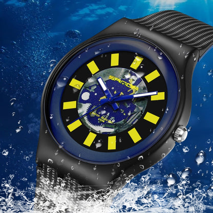 SANDA 3207 Fashion Waterproof  Electronic Sports Watch(White+Blue) - Silicone Strap Watches by SANDA | Online Shopping South Africa | PMC Jewellery | Buy Now Pay Later Mobicred