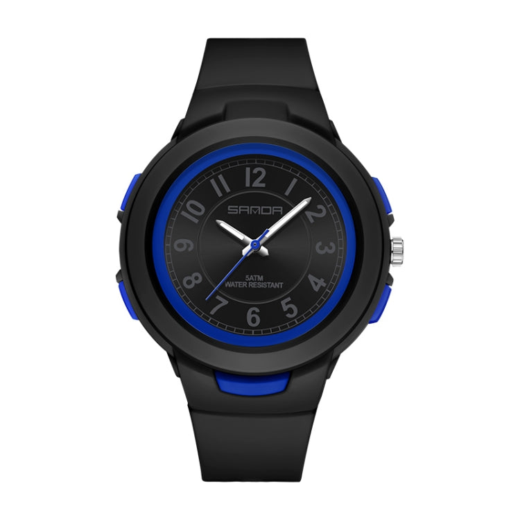 SANDA 6095 Student Sports Waterproof Electronic Watch(Black Blue) - Silicone Strap Watches by SANDA | Online Shopping South Africa | PMC Jewellery | Buy Now Pay Later Mobicred