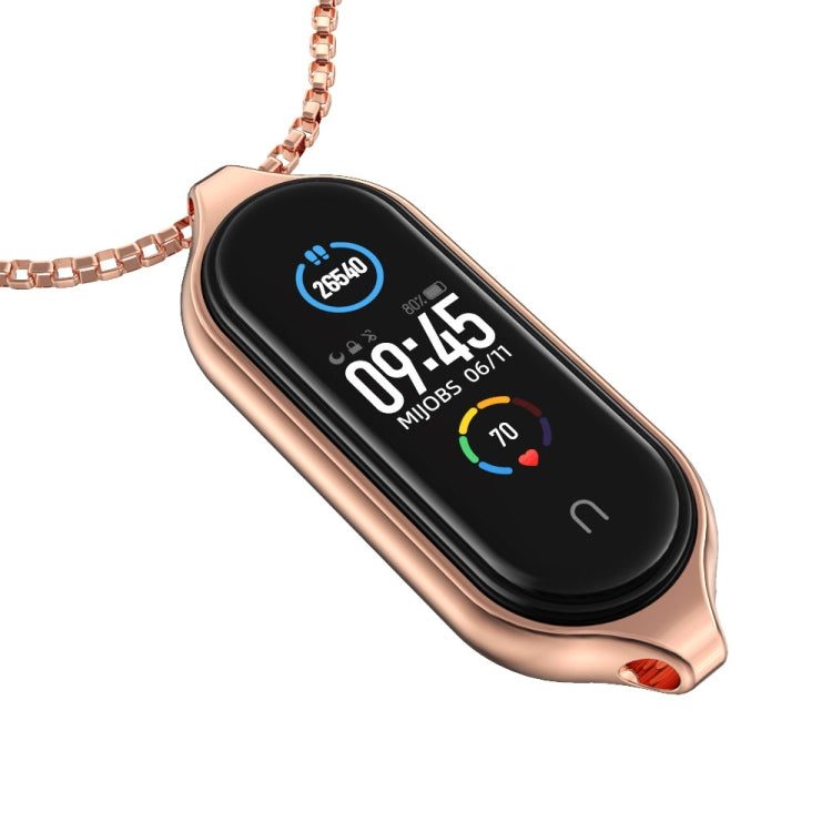 For Xiaomi Mi Band 5 / 6 MIJOBS Metal Pendant Stainless Steel Watch Necklace(Rose Gold) - Watch Bands by MIJOBS | Online Shopping South Africa | PMC Jewellery | Buy Now Pay Later Mobicred