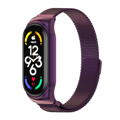 For Xiaomi Mi Band 7 / 7 NFC MIJOBS CS Milan Magnetic Stainless Steel Watch Band(Purple) - Watch Bands by MIJOBS | Online Shopping South Africa | PMC Jewellery | Buy Now Pay Later Mobicred