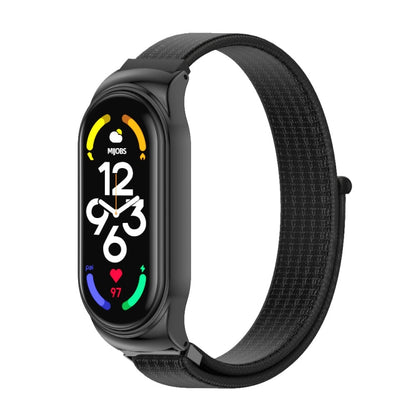 For Xiaomi Mi Band 7 / 7 NFC MIJOBS CS Stainless Steel Case Nylon Watch Band(Black) - Watch Bands by MIJOBS | Online Shopping South Africa | PMC Jewellery | Buy Now Pay Later Mobicred