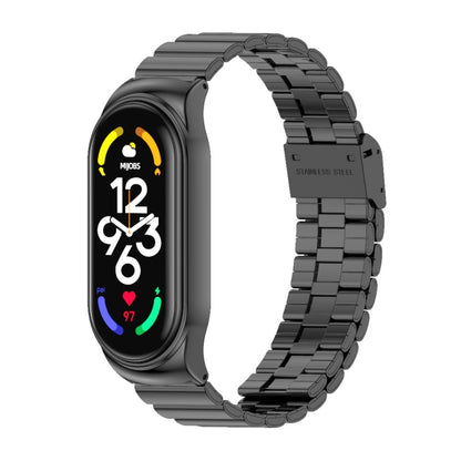 For Xiaomi Mi Band 7 / 7 NFC MIJOBS CS Bamboo Buckle Stainless Steel Watch Band(Black) - Watch Bands by MIJOBS | Online Shopping South Africa | PMC Jewellery | Buy Now Pay Later Mobicred