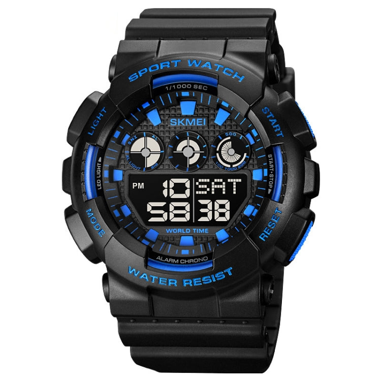 SKMEI 1857 Stainless Steel Buckle PU Strap Waterproof Electronic Watch(Blue) - Leather Strap Watches by SKMEI | Online Shopping South Africa | PMC Jewellery | Buy Now Pay Later Mobicred