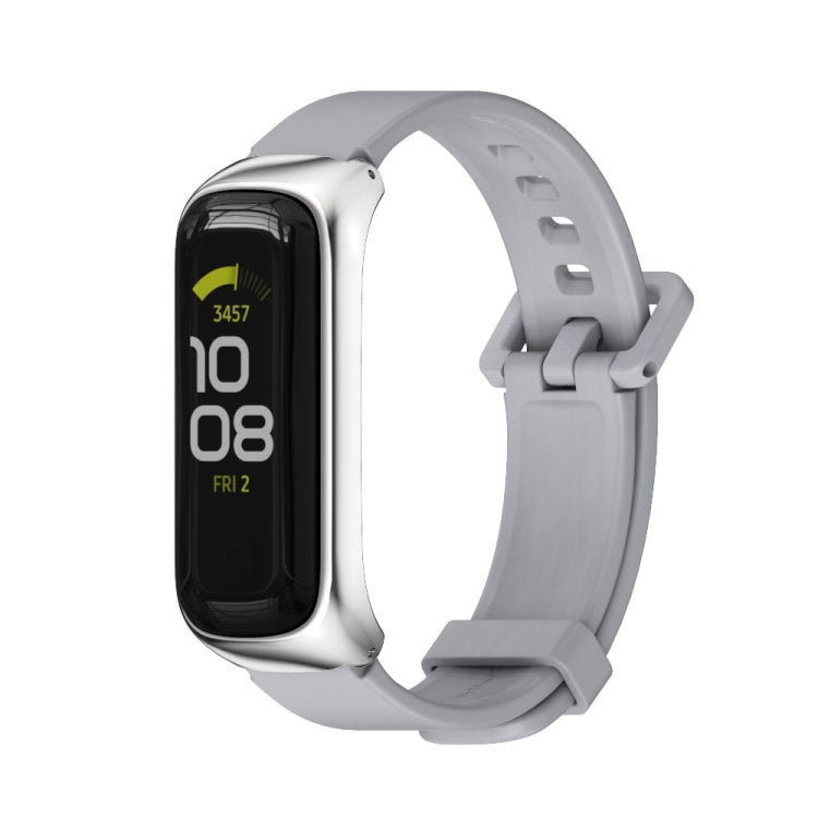 For Samsung Galaxy Fit 2 MIJOBS Metal Case Silicone Watch Band(Grey Silver) - Watch Bands by MIJOBS | Online Shopping South Africa | PMC TechLife | Buy Now Pay Later Mobicred