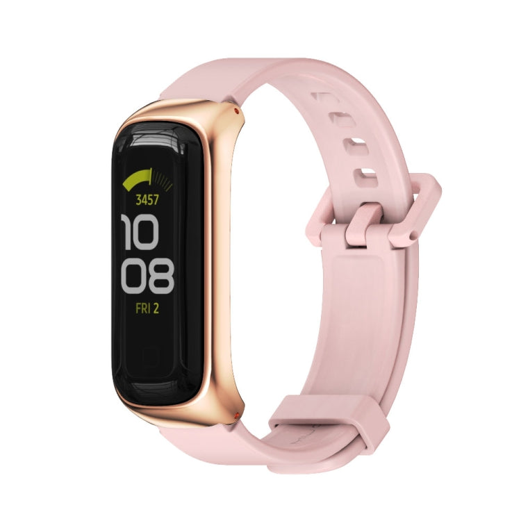 For Samsung Galaxy Fit 2 MIJOBS Metal Case Silicone Watch Band(Pink Rose Gold) - Watch Bands by MIJOBS | Online Shopping South Africa | PMC Jewellery | Buy Now Pay Later Mobicred