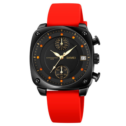 SKMEI 1903 Stainless Steel Buckle Silicone Strap Waterproof Quartz Watch(Red) - Silicone Strap Watches by SKMEI | Online Shopping South Africa | PMC Jewellery | Buy Now Pay Later Mobicred