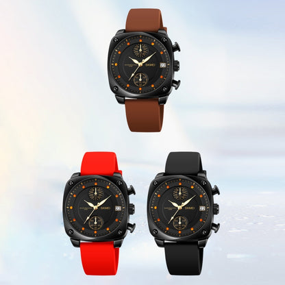 SKMEI 1903 Stainless Steel Buckle Silicone Strap Waterproof Quartz Watch(Red) - Silicone Strap Watches by SKMEI | Online Shopping South Africa | PMC Jewellery | Buy Now Pay Later Mobicred