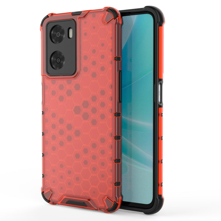 For OPPO A57 4G Global Honeycomb Phone Case(Red) - OPPO Cases by PMC TechLife | Online Shopping South Africa | PMC TechLife | Buy Now Pay Later Mobicred
